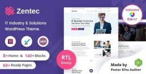 Zentec – IT Solutions Company WordPress Theme + RTL