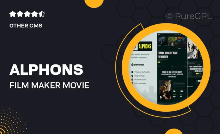 alphons film maker movie studio elementor template kit