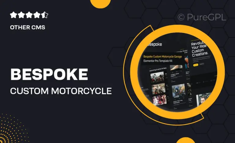 bespoke custom motorcycle garage elementor pro template kit