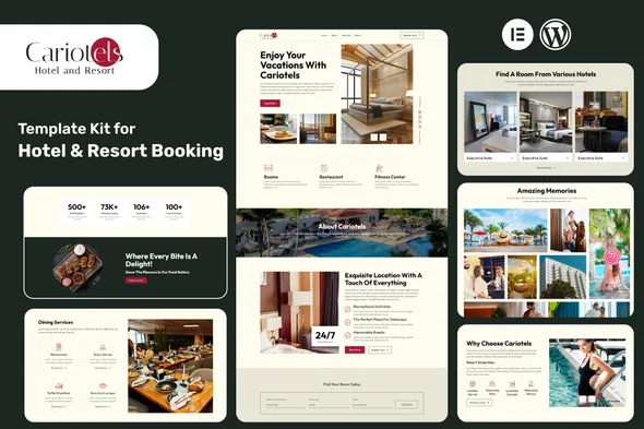 cariotels luxury hotel resort elementor template kit 1