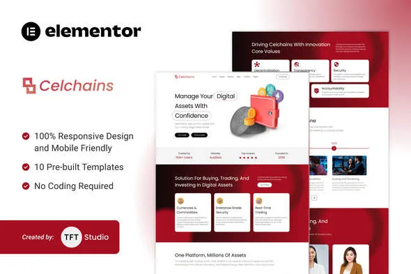 celchains blockchain crypto defi elementor template kit 1