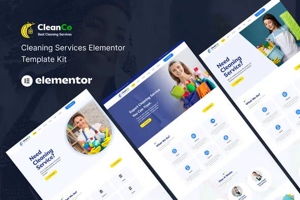 cleanco cleaning service elementor template kit 1