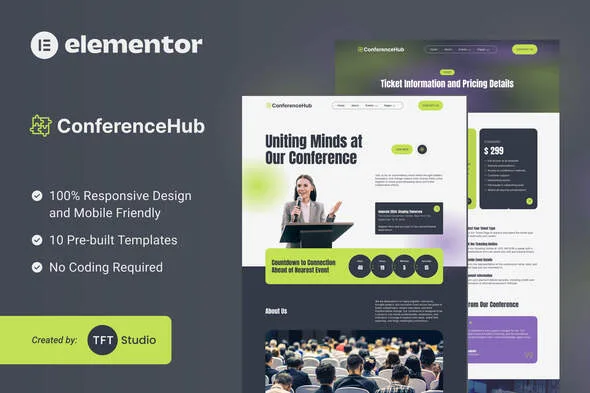 conferencehub professional event elementor template kit 1