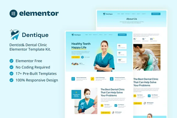 dentique dentist dental clinic elementor template kit 1