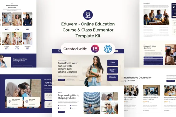 eduvera online education course class elementor template kit 1