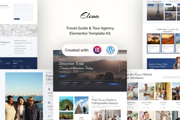 elena travel guide tour agency elementor template kit 1