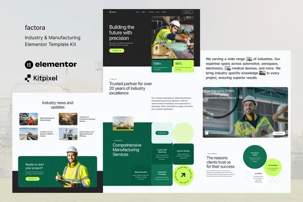 factora industry manufacturing elementor template kit 1