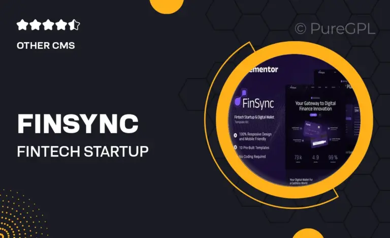 finsync fintech startup digital wallet elementor template kit