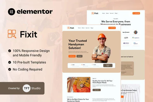 fixit handyman services elementor template kit 1