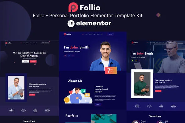 follio personal portfolio elementor template kit 1