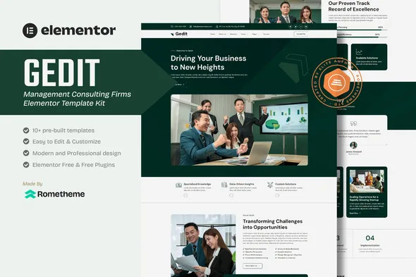 gedit management consulting firms elementor template kit 1