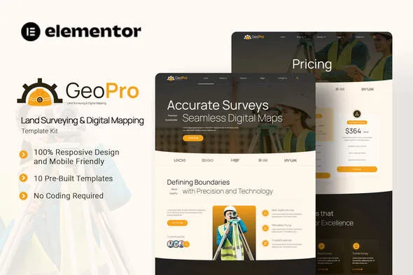 geopro land surveying digital mapping elementor template kit 1