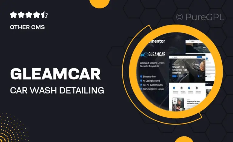 gleamcar car wash detailing service elementor template kit
