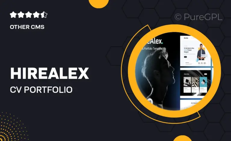 hirealex cv portfolio elementor template kit