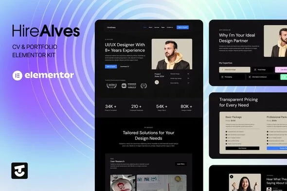 hirealves cv portfolio elementor template kits 1
