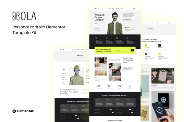 hola personal portfolio elementor template kit 1