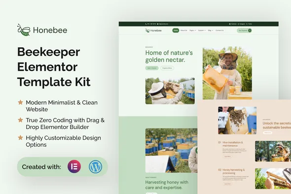 honebee beekeeper elementor template kit 1