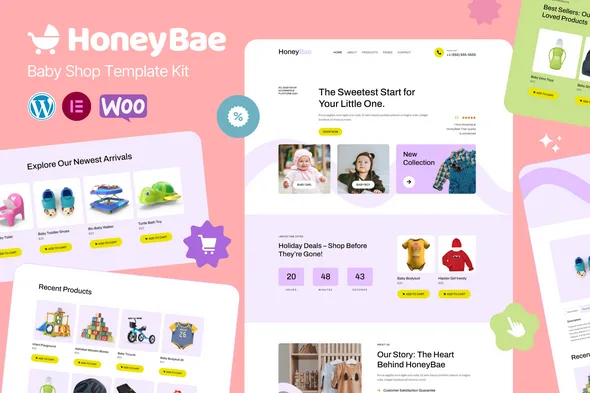 honeybae baby shop ecommerce elementor pro template kit 1