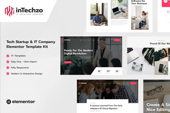 intechzo startup it company elementor template kit 1