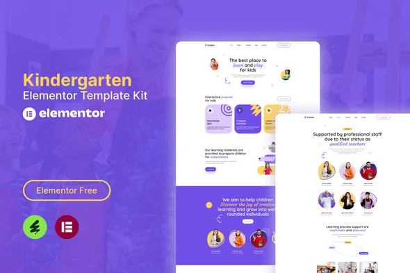 kiddies kindergarten elementor template kit 1