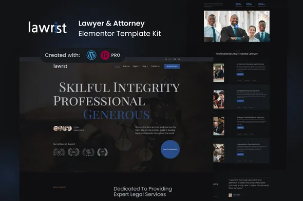 lawrist lawyer attorney elementor pro template kit 1