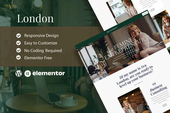 london feminine business coach elementor template kit 1