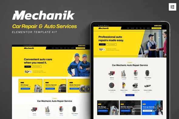 mechanik car repair auto services elementor template kit 1
