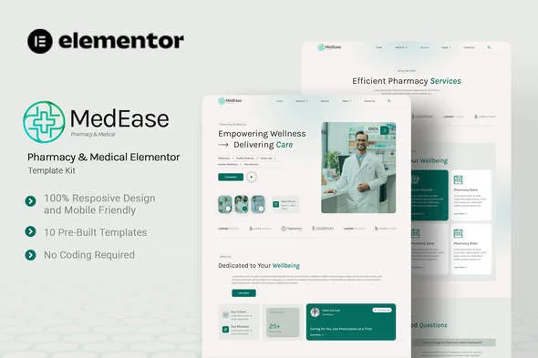 medease pharmacy medical elementor template kit 1