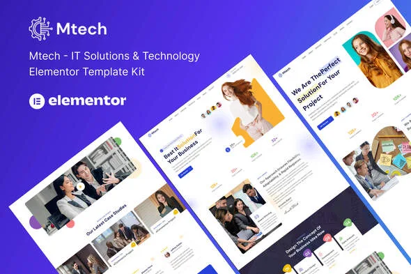 mtech it solutions technology elementor template kit 1
