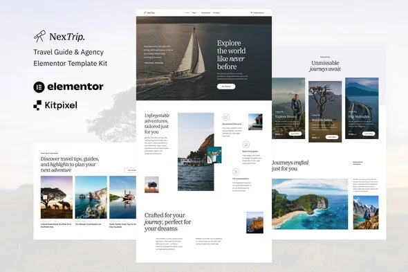 nexttrip travel guide agency elementor template kit 1