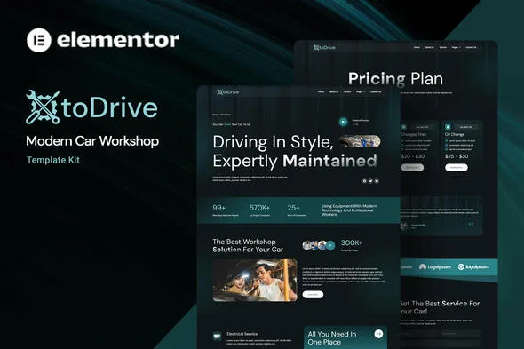 otodrive modern car workshop elementor template kit 1