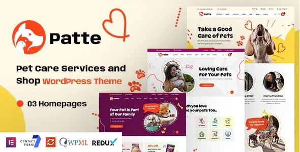 patte pet care pet shop wordpress theme 1