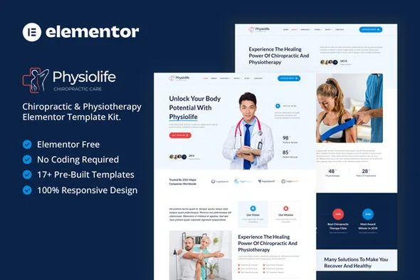 physiolife chiropractic physiotherapy elementor template kit 1