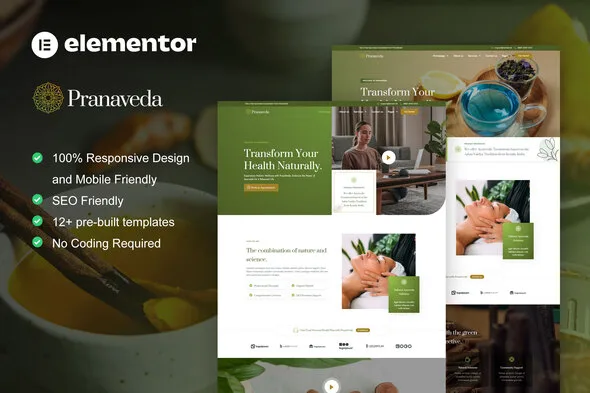 pranaveda ayurveda treatment spa elementor pro template kit 1