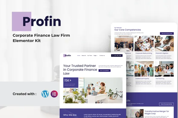 profin finance law firm elementor template kit 1