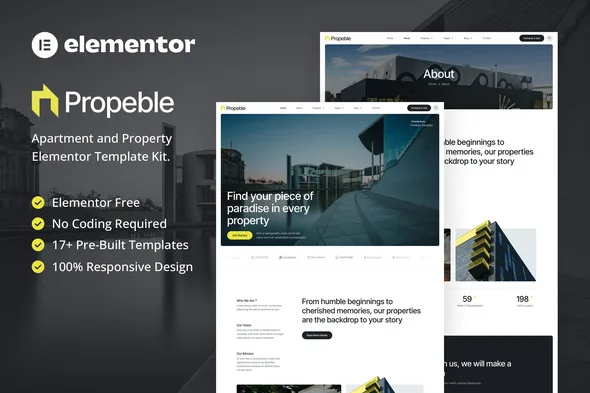 propeble apartment property elementor template kit 1