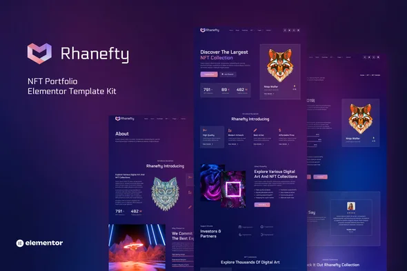 rhanefty nft portfolio elementor template kit 1
