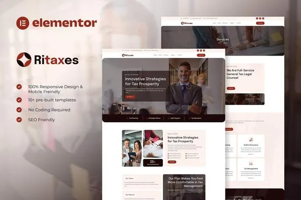 ritaxes tax advisor financial consulting elementor template kit 1