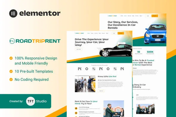 roadtriprent premium car rental elementor template kit 1