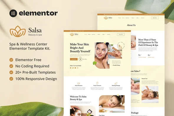 salsa beauty spa elementor template kit 1