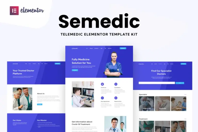 semedic doctor telehealth elementor template kit 1