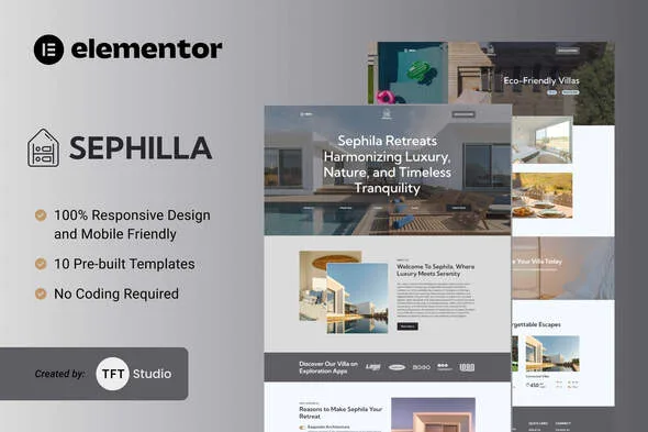 sephilla premier villa showcase elementor template kit 1
