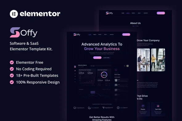 soffy software saas elementor template kit 1