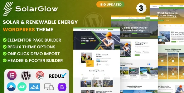 solarglow solar renewable energy wordpress theme 1