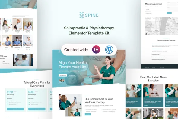 spine chiropractic physiotherapy elementor template kit 1