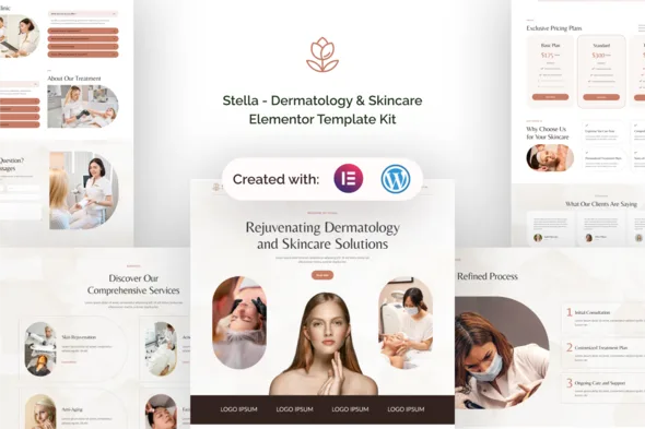 stella dermatology skincare elementor template kit 1
