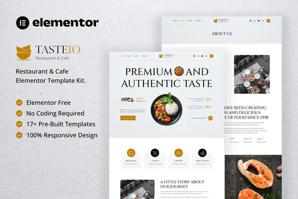 tasteio restaurant cafe elementor template kit 1