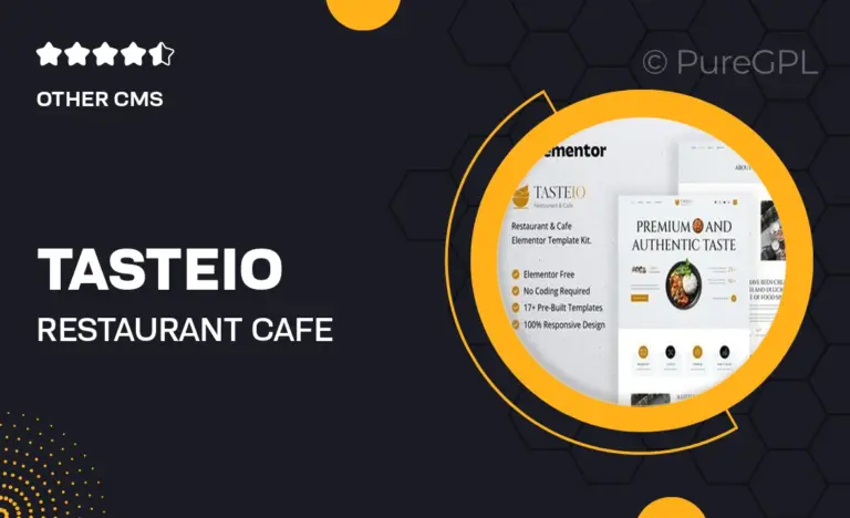 tasteio restaurant cafe elementor template kit