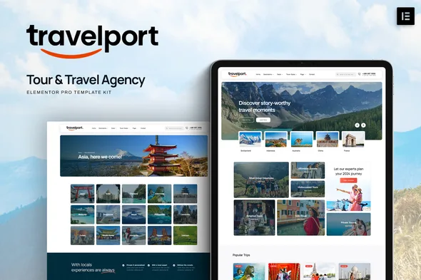 travelport tour travel agency elementor pro template kit 1
