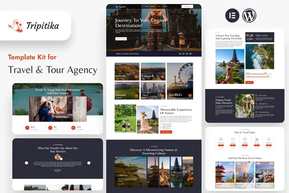 tripitika tourism travel agency elementor template kit 1